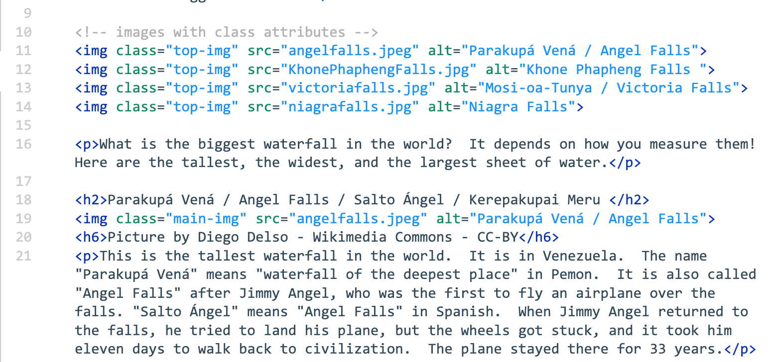 Example of HTML